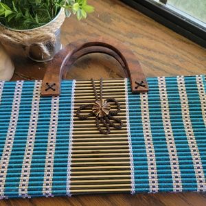 Wood Purse w/ Wood Flower Design, NWOT